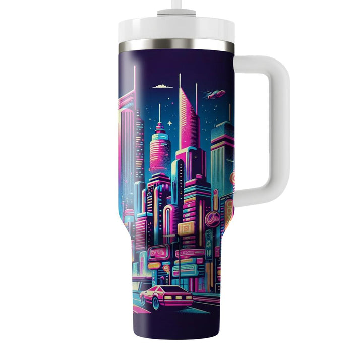 Retro Futuristic City  Unique Tumblers