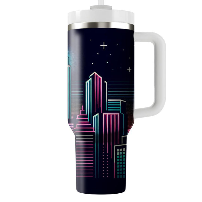 Synthpop Skyline  Travel Tumblers