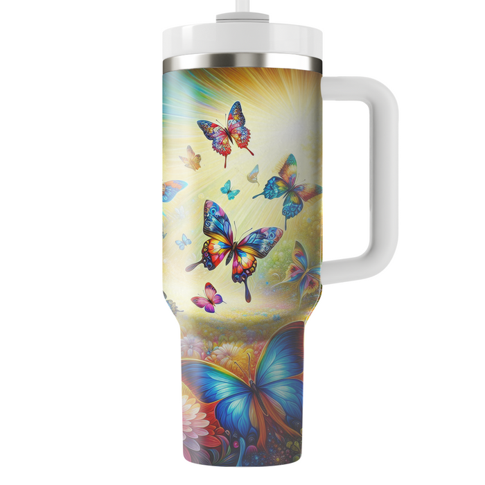 Radiant Butterfly Garden  Tumblers With Lids