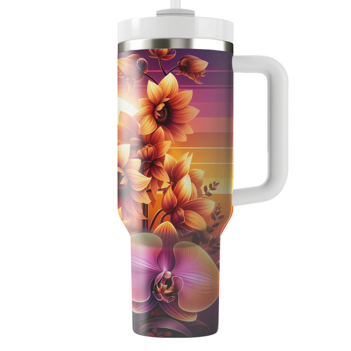 Sunset Floral Harmony  Tumblers With Lids