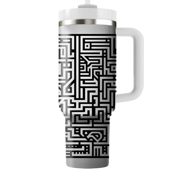 Abstract Monochrome Maze  Insulated Tumblers