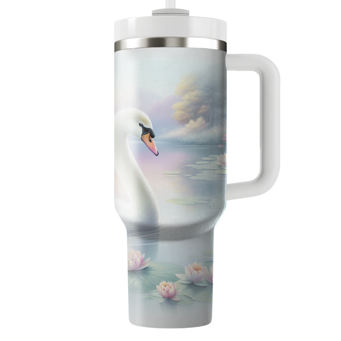 Serene Swan Reflection  Personalized Tumblers