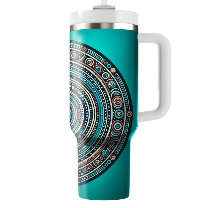 Turquoise Tribal Circle  Personalized Tumblers