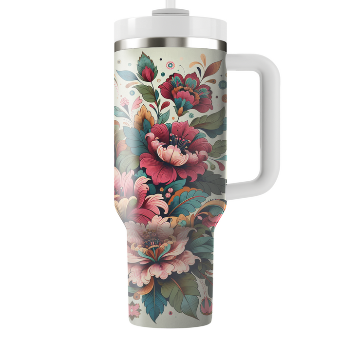 Vibrant Retro Flora  Tumbler Cups