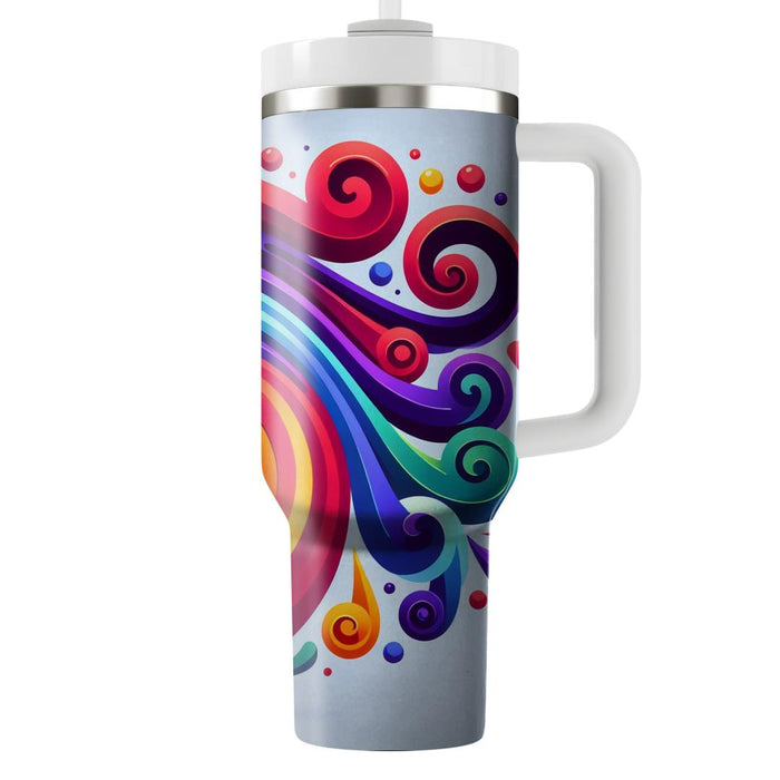 Vivid Rainbow Spiral  Travel Tumblers