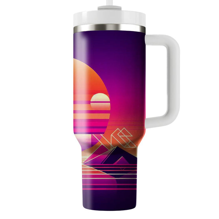 80s Synthwave Sunset  Tumblers With Lids