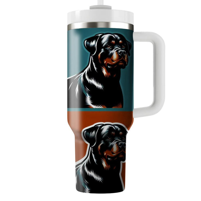 Black Rottweiler Dog  Personalized Tumblers