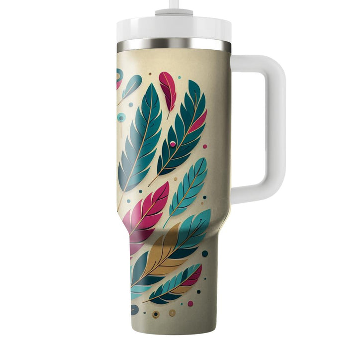 Vibrant Feathered  Travel Tumblers