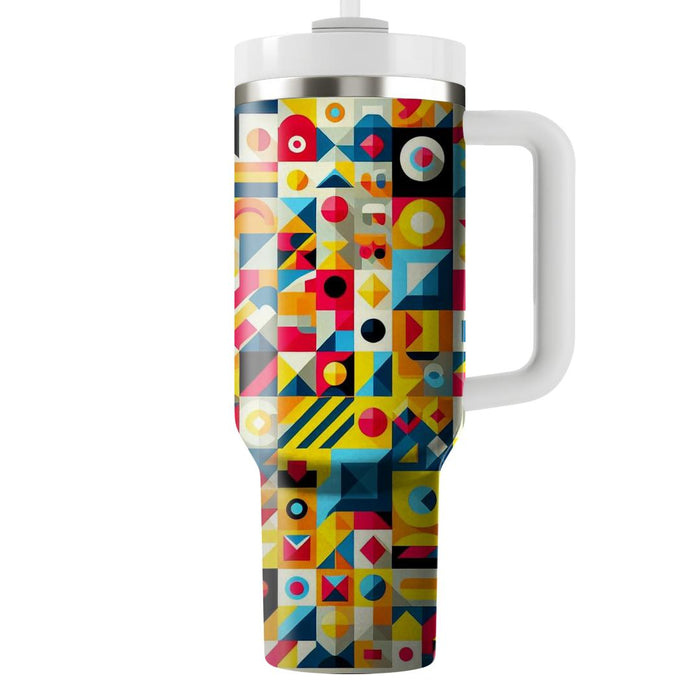 Colorful Patchwork Geometric  Tumblers With Lids