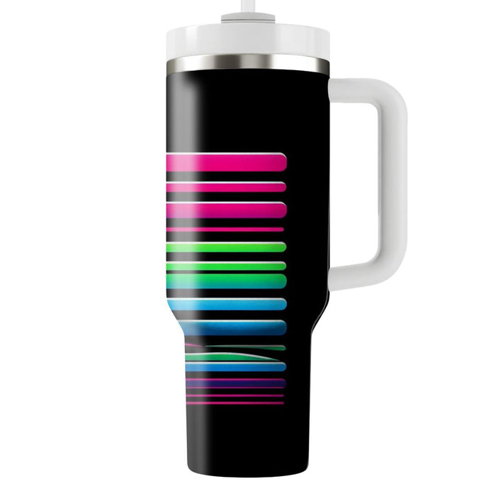 Retro Neon Stripes  Personalized Tumblers