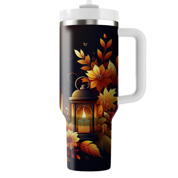 Autumn Leaves And Lanterns  Tumblers With Lids