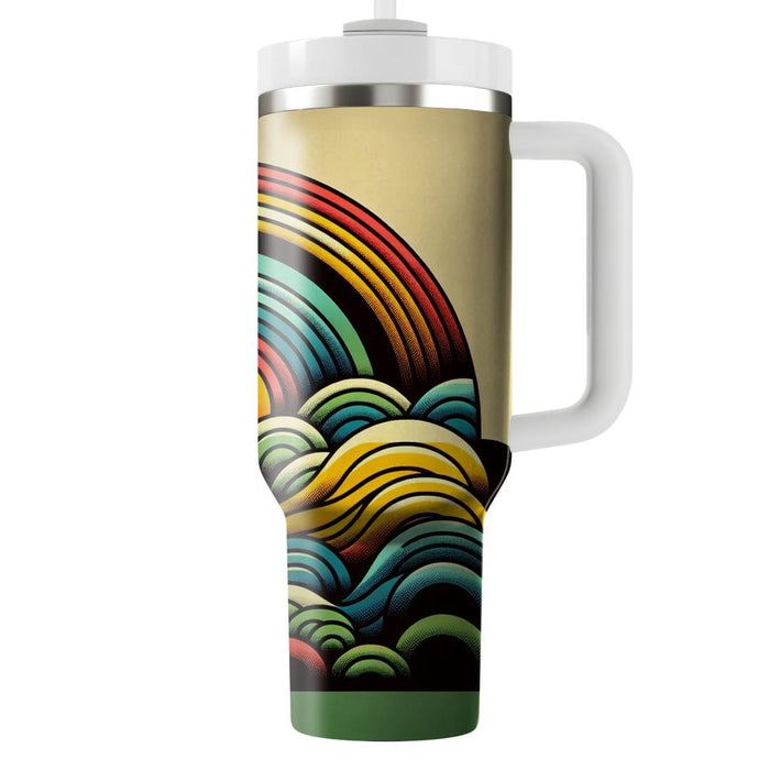 Funky Retro Rainbow  Tumblers With Lids