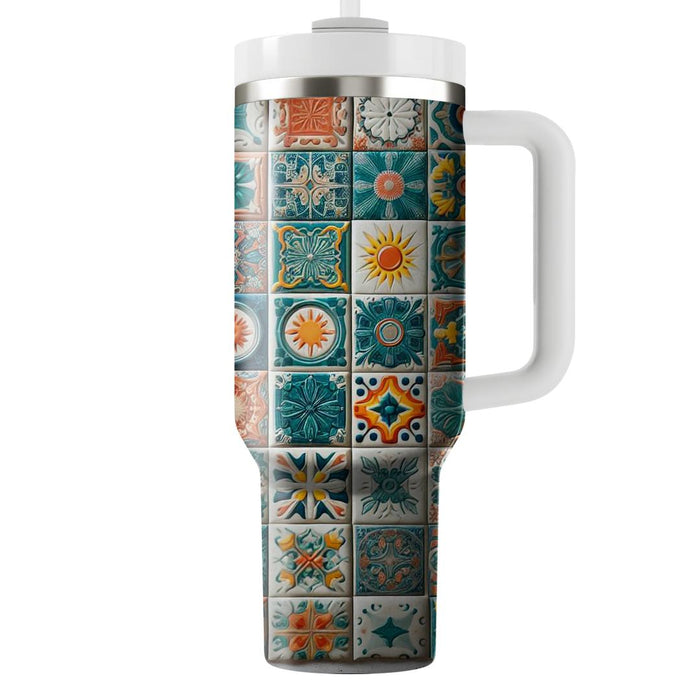 Funky Retro Tiles  Travel Tumblers