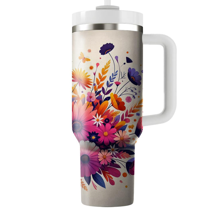 Wild Flower Explosion  Personalized Tumblers