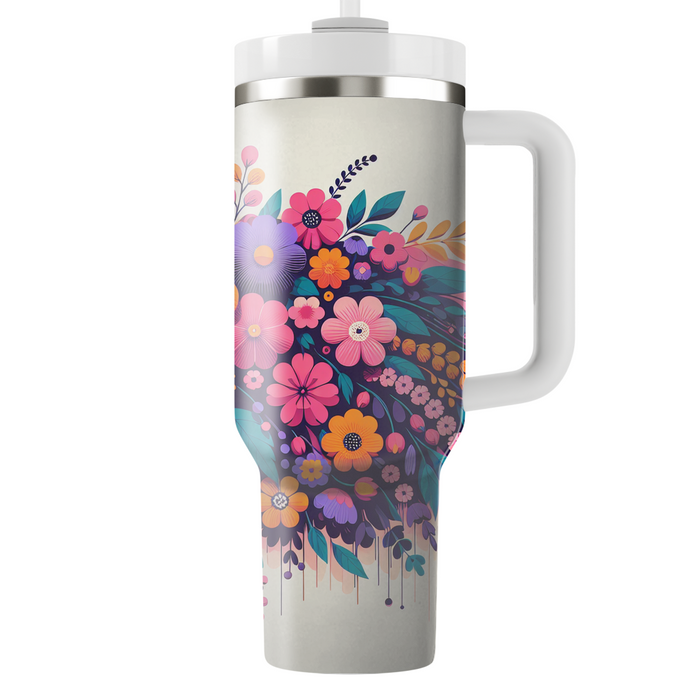 Vivid Floral Cascade  Tumbler Cups