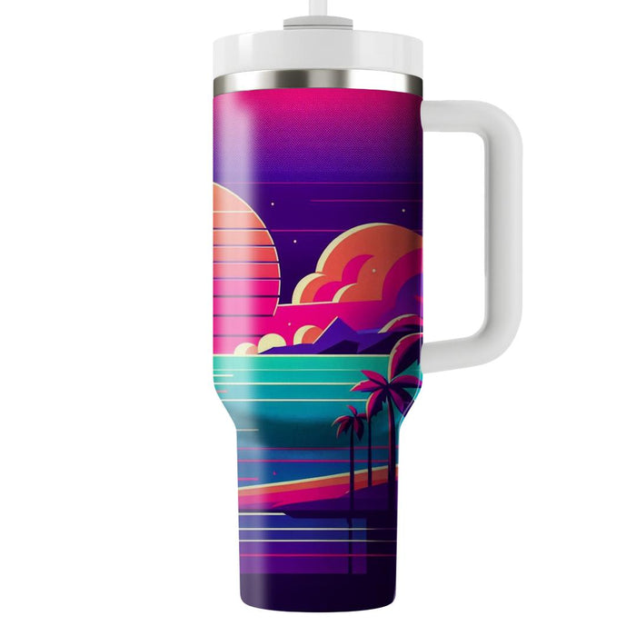 Retro Neon Sunset  Unique Tumblers