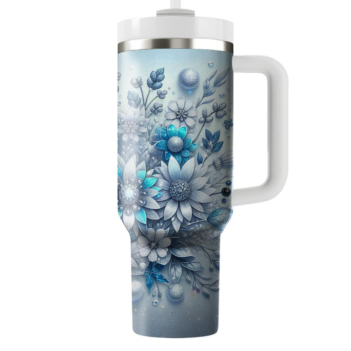 Winter Frost Flowers  Tumblers With Lids