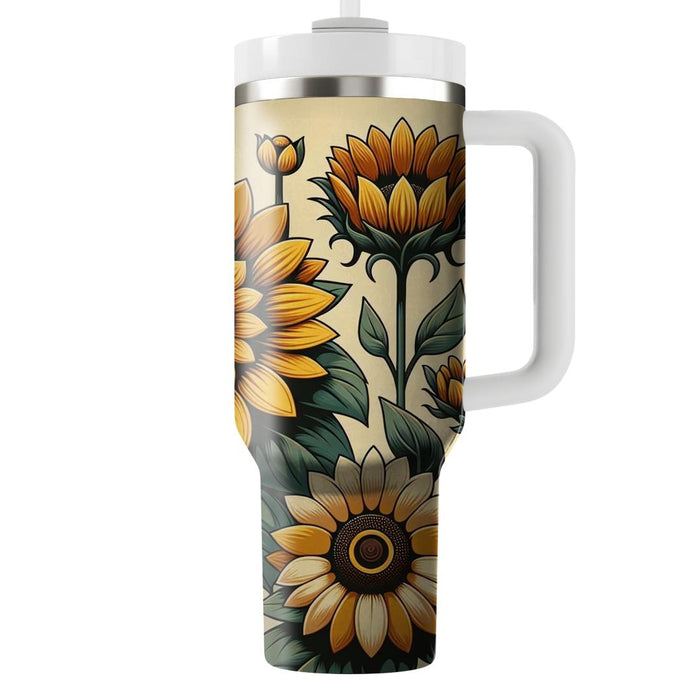 Vintage Sunflower Delight  Custom Tumblers