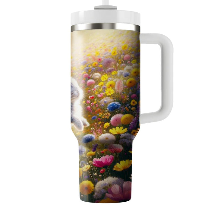 Floral Bunny Meadow  Tumblers With Lids