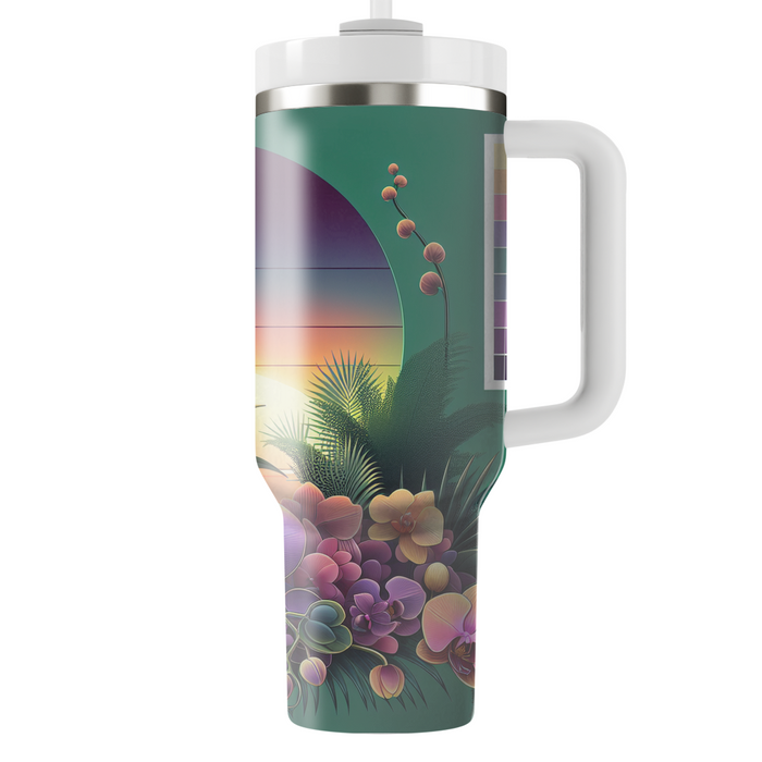 Sunset Orchid Cascade  Tumblers With Lids