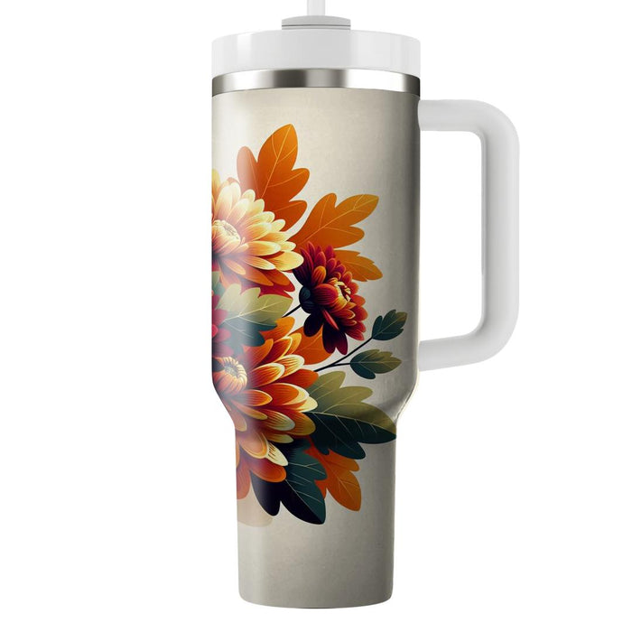 Autumn Chrysanthemum Burst  Unique Tumblers