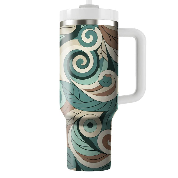 Whimsical Spiraling Leaves  Travel Tumblers