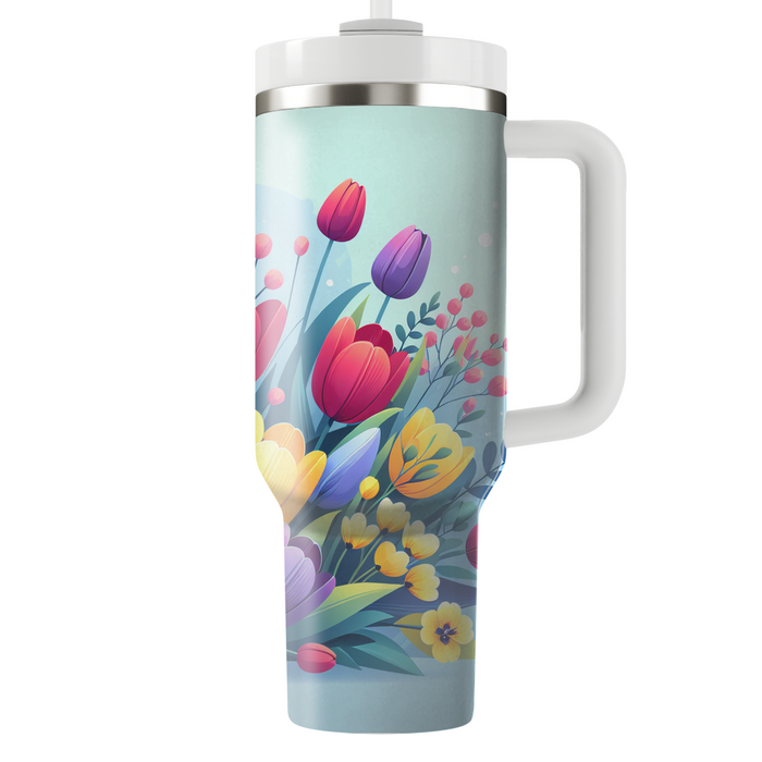 Vibrant Tulip Bloom  Tumblers With Lids