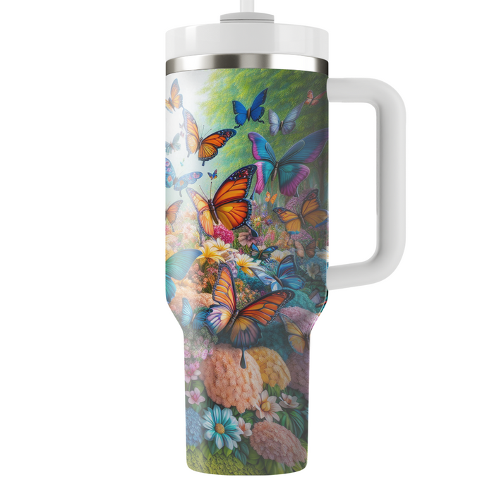 Vibrant Butterfly Blooms  Tumblers With Lids