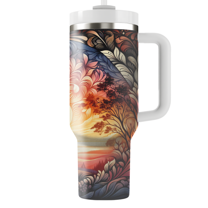 Sunset Floral Embrace  Custom Tumblers