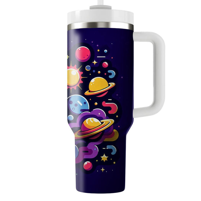 Funky Retro Space Scene  Personalized Tumblers