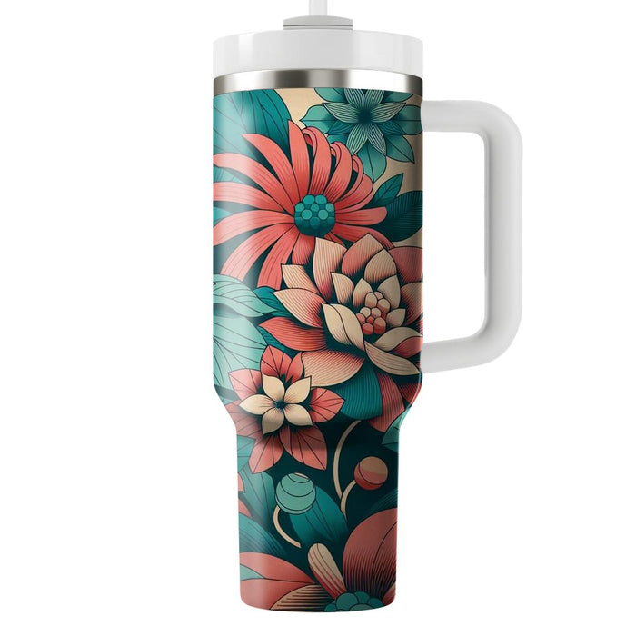 Bright Floral Retro  Personalized Tumblers