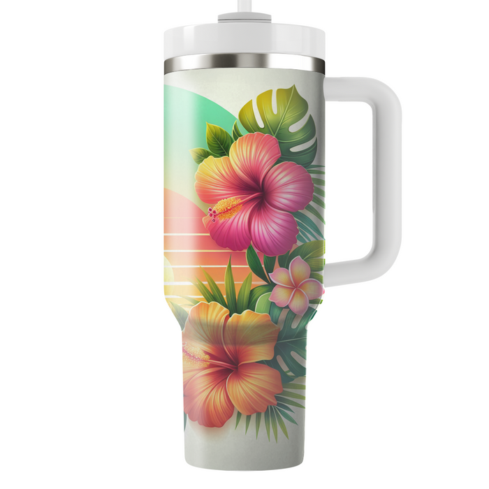 Tropical Sunset Floral  Travel Tumblers