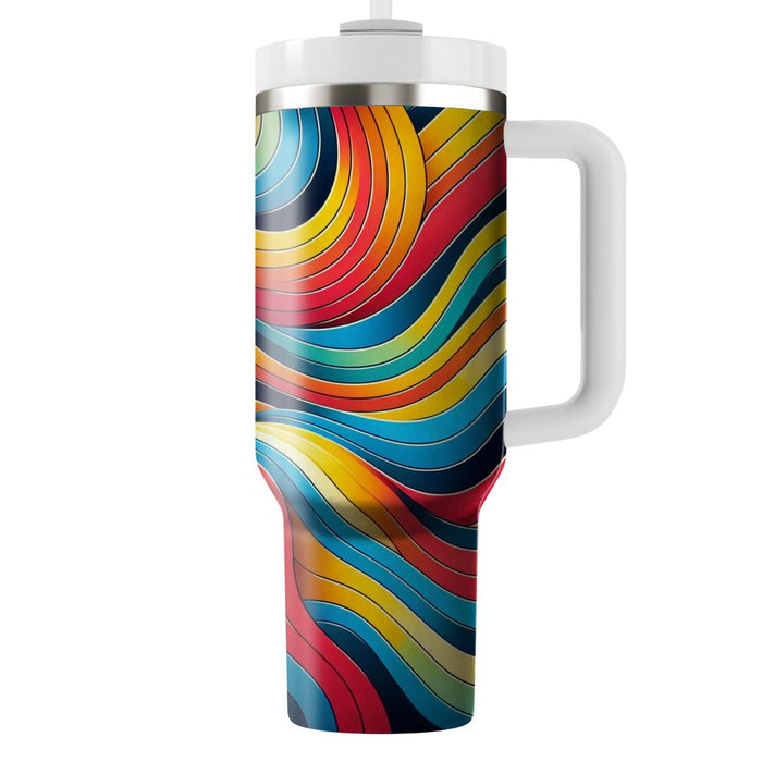 Geometric Rainbow Waves  Travel Tumblers