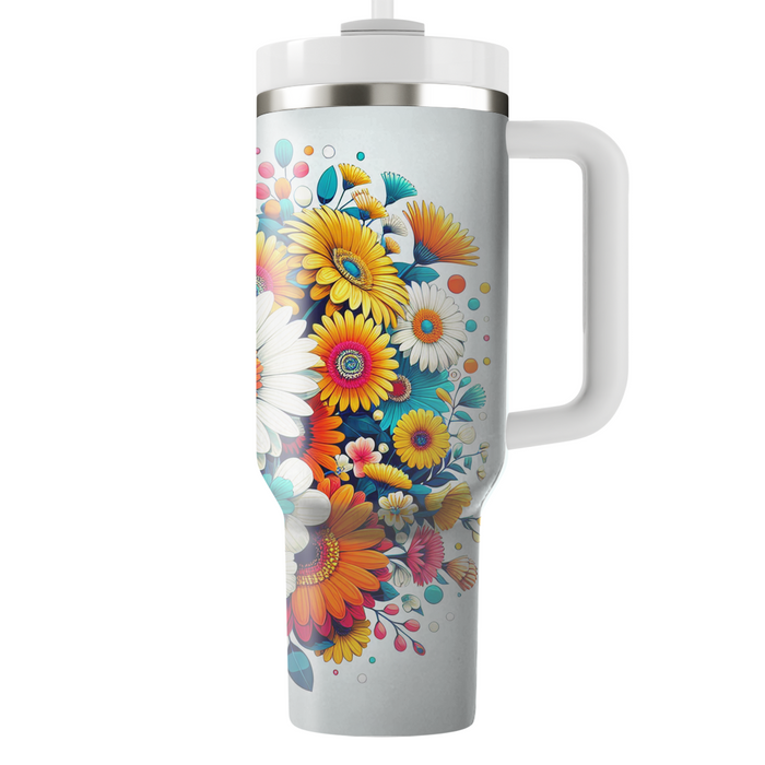 Vibrant Floral Medley  Tumblers With Lids