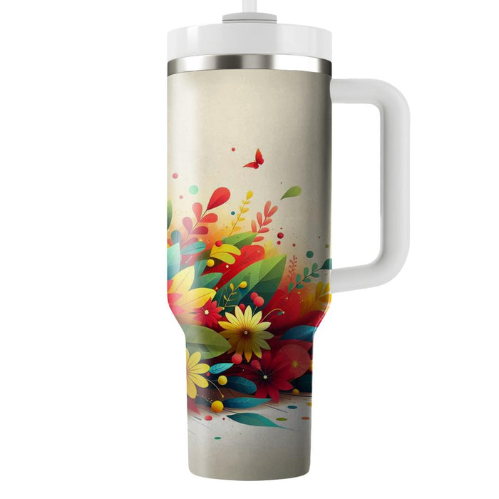 Vivid Floral Burst  Tumblers With Lids