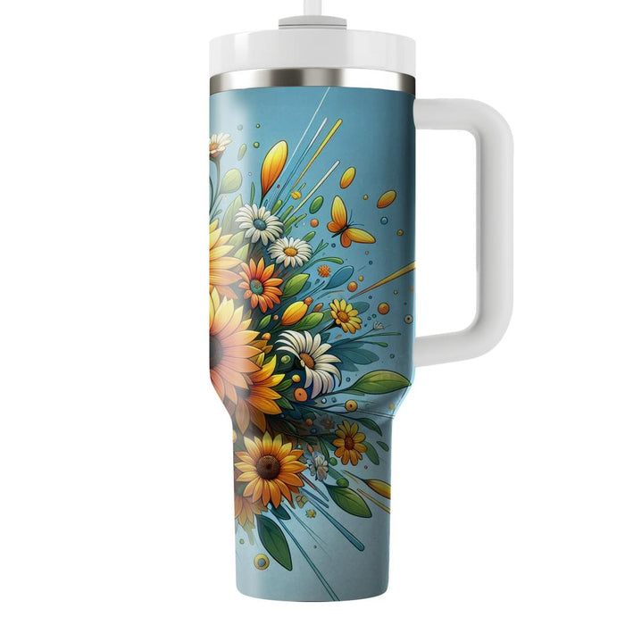 Sunny Day Floral Burst  Tumbler Cups