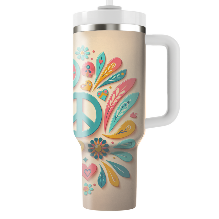 Retro Peace And Love  Custom Tumblers