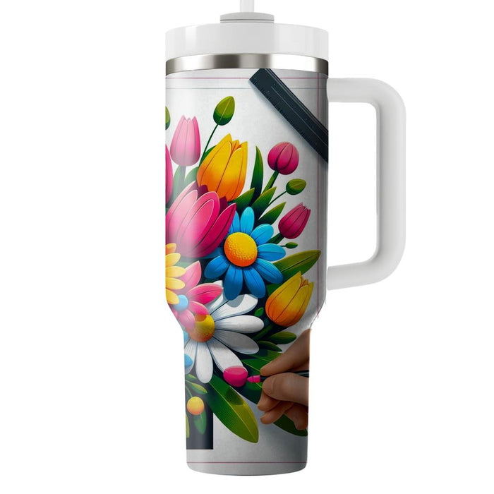 Vibrant Flower Power  Tumbler Cups