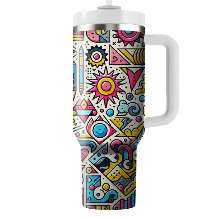 Whimsical Doodle Design  Tumbler Cups