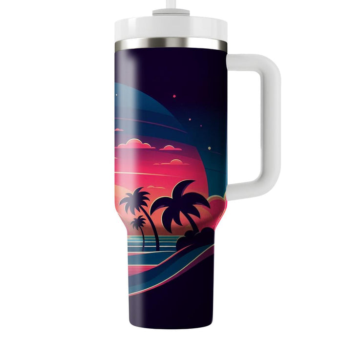 Vibrant Palm Trees Sunset  Personalized Tumblers