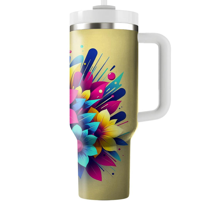 Vivid Floral Explosion  Personalized Tumblers