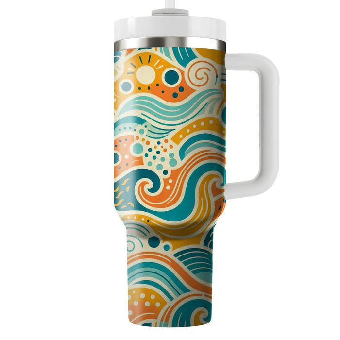 Waves And Dots  Personalized Tumblers