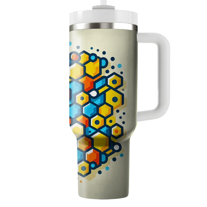 Vibrant Geometric Honeycomb  Travel Tumblers