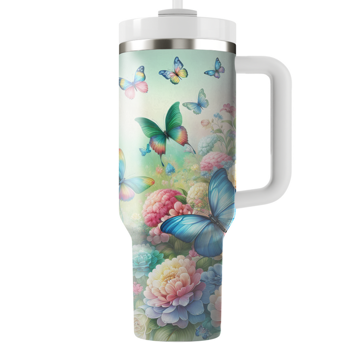 Vibrant Garden Butterfly  Tumblers With Lids