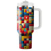 Colorful Quilt Pattern  Tumblers With Lids