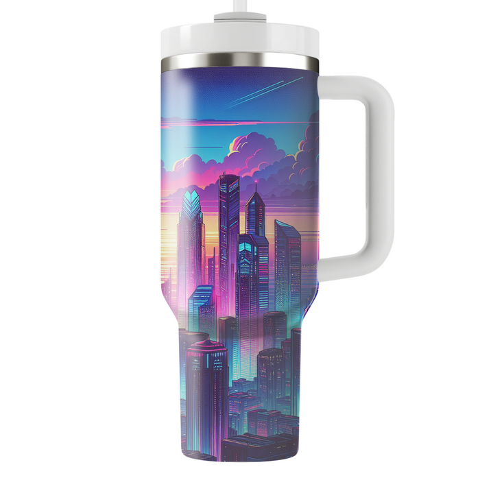 Futuristic Neon Landscape  Tumbler Cups