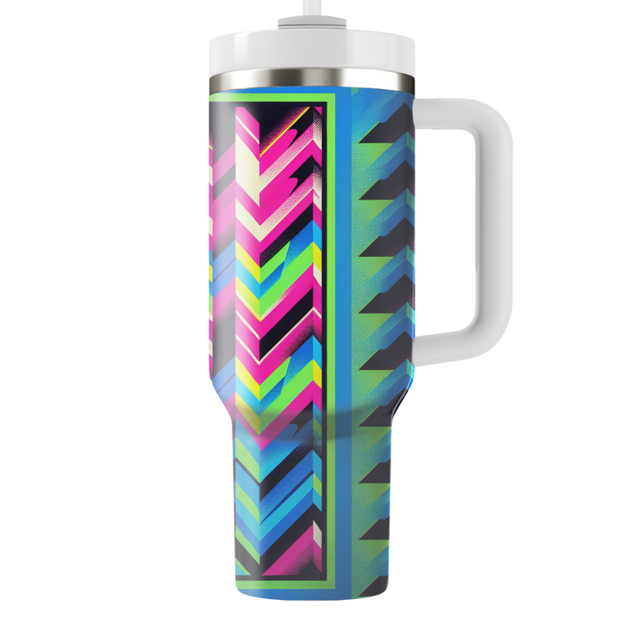 Bright 80s Neon Zigzag  Tumblers For Gifts