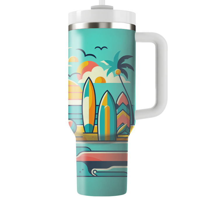 Vibrant 80s Surf  Personalized Tumblers