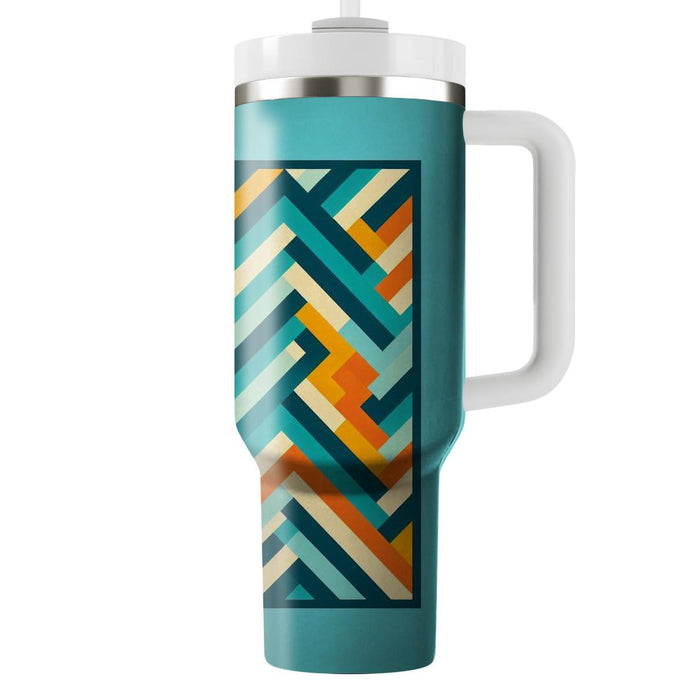 Geometric Chevron Color Block  Travel Tumblers