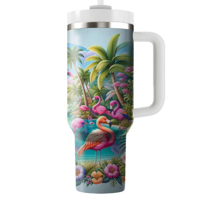 Whimsical Flamingo Paradise  Tumbler Cups